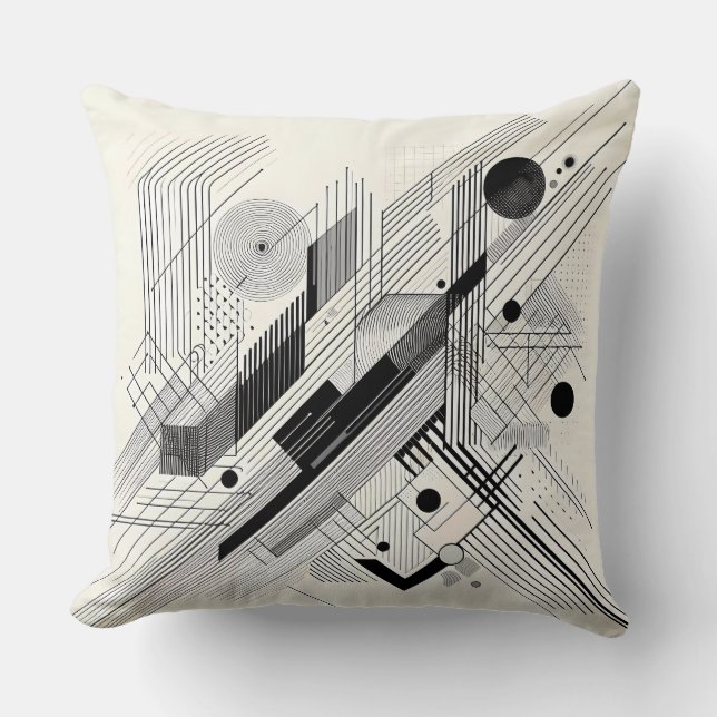 Dynamic Black and White Geometry Cushion (Front)
