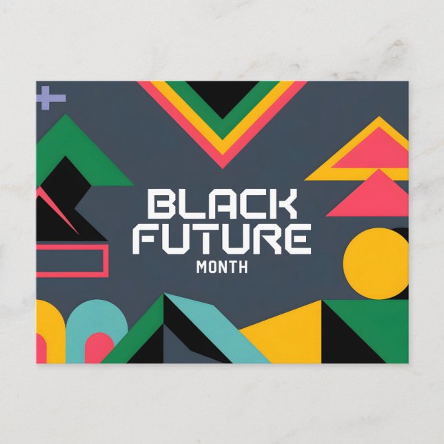 Dynamic Black Future Month Abstract Geometric Des Holiday Postcard (Front)