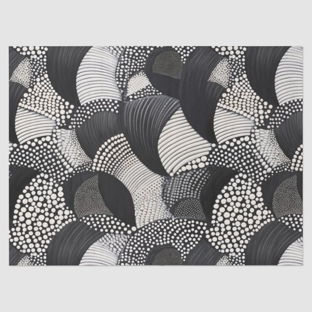 Dynamic Black White - Geometric Organic Flow Tissue Paper (Front)