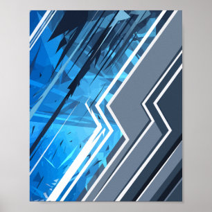 Dynamic Blue Abstract Geometric Streaks Design Poster