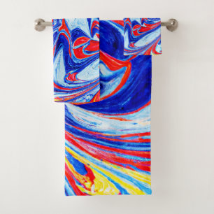 Dynamic Blue Abstract Pattern Design Bath Towel Set