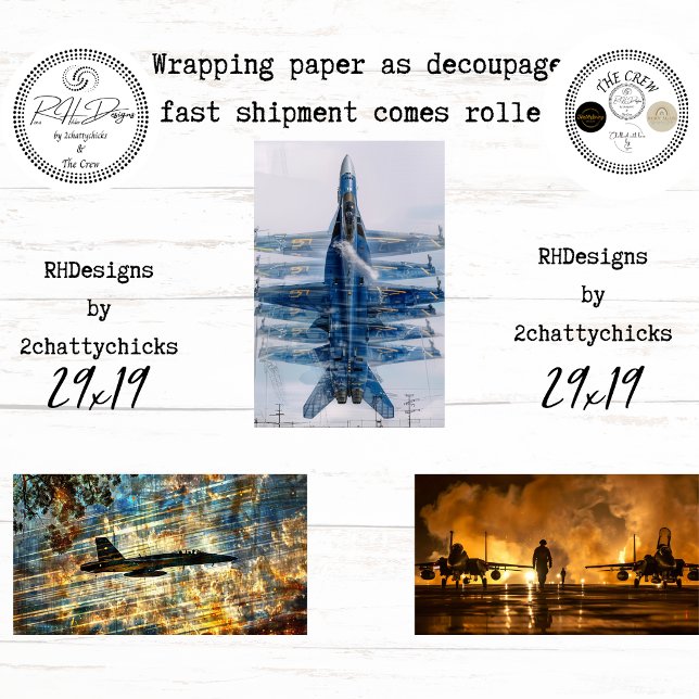 Dynamic Blue Angels Aviation Decoupage  Wrapping Paper Sheet (Creator Uploaded)