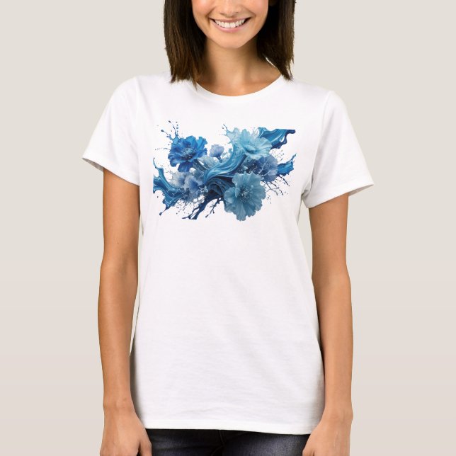 Dynamic Blue BLUE FLORAL SPLASH Custom Tee (Front)