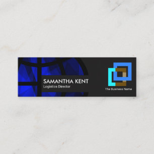 Dynamic Blue Polygon Global Logistics Manager Mini Business Card