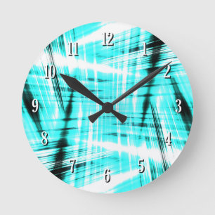 Dynamic blue streaked background round clock