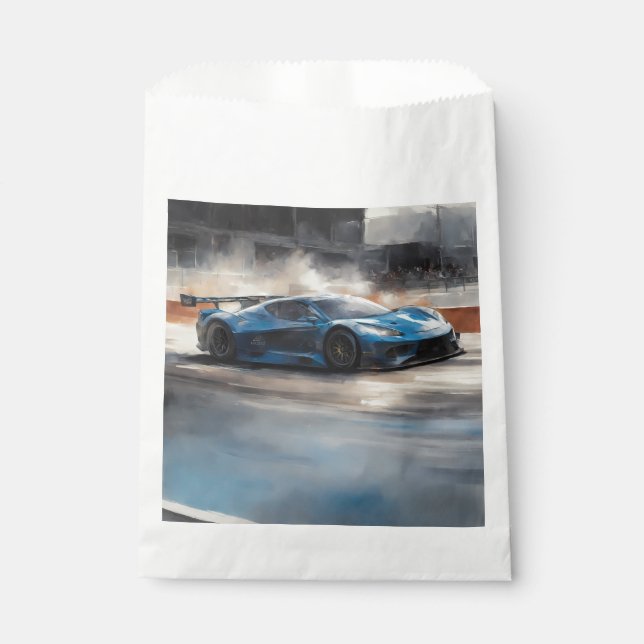 Dynamic Blue Urban Race Scene Favour Bag (Front)