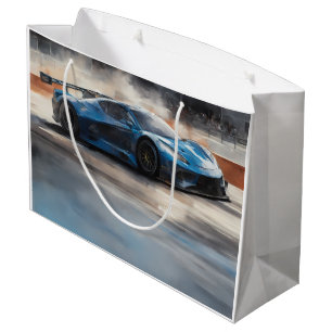 Dynamic Blue Urban Race Scene Large Gift Bag