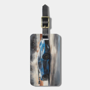 Dynamic Blue Urban Race Scene Luggage Tag