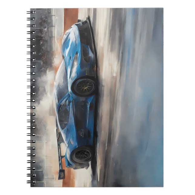 Dynamic Blue Urban Race Scene  Notebook (Front)