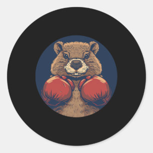 Dynamic Boxing Beaver With Gloves For A Powerful S Classic Round Sticker