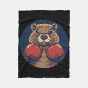Dynamic Boxing Beaver With Gloves For A Powerful S Fleece Blanket