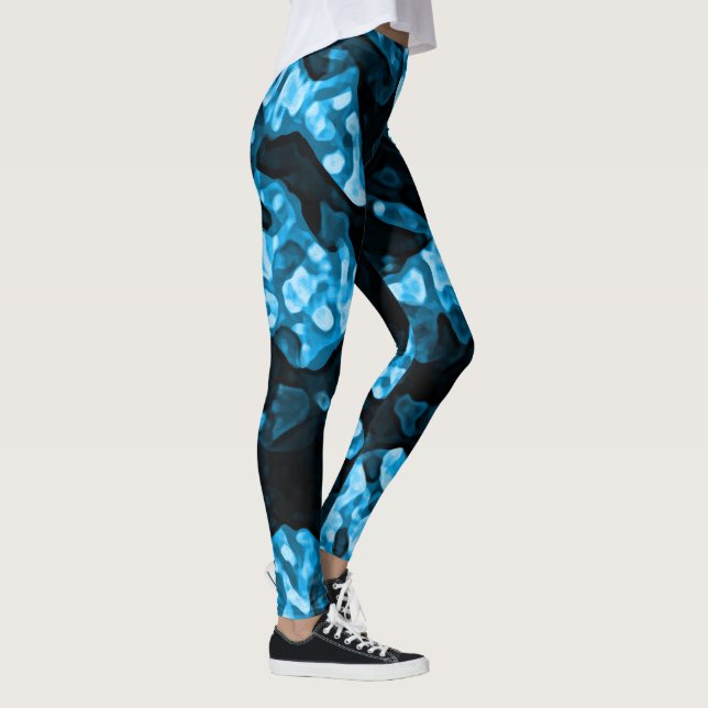 Dynamic Bright Blue Trendy Abstract Shapes Leggings (Right)