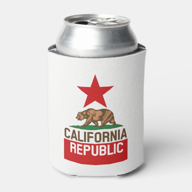 Dynamic California State Flag Graphic on a Can Cooler (Can Front)