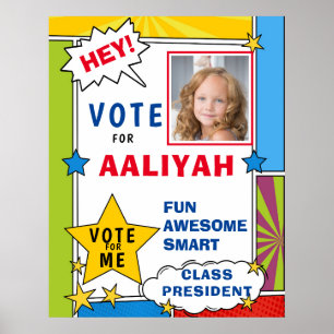 Dynamic Cartoon Comic Book Style Voting school  Poster
