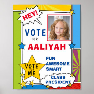 Dynamic Cartoon Comic Book Style Voting school Poster