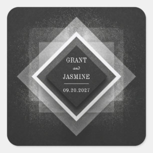 Dynamic Charcoal Glacier Geometric Elegance Square Sticker