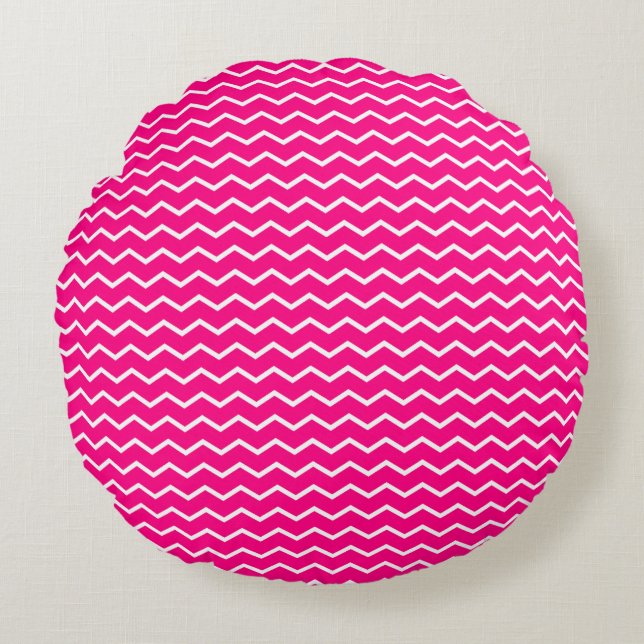 Dynamic Chevron Waves Pattern Round Cushion (Front)
