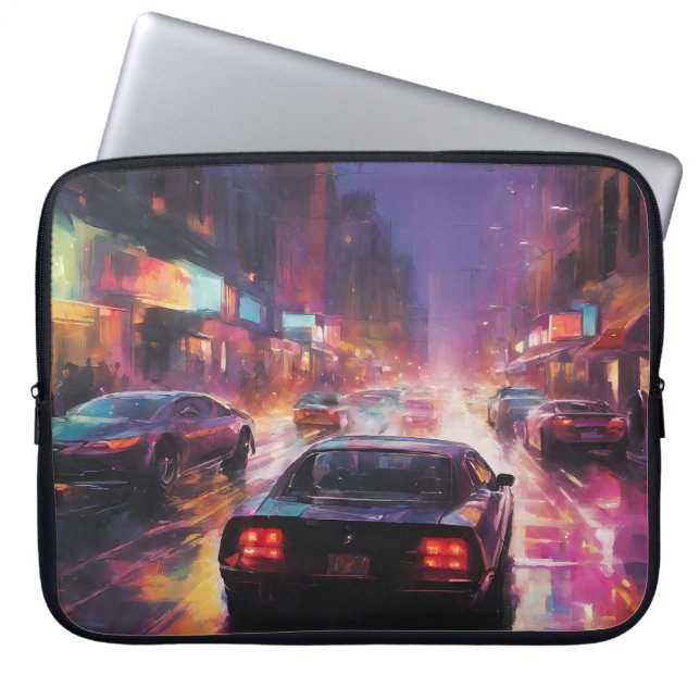 Dynamic Cityscape Racing  Laptop Sleeve (Front)