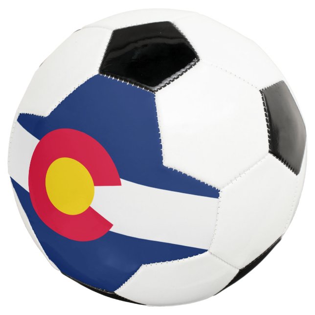 Dynamic Colorado State Flag Graphic on a Soccer Ball (Three Quarter)