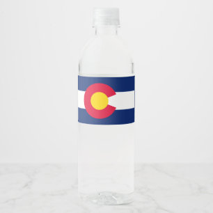 Dynamic Colorado State Flag Graphic on a Water Bottle Label