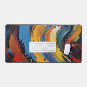 Dynamic Colourful Abstract Impasto Oil Painting Desk Mat