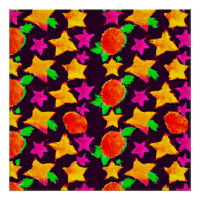 Dynamic Colourful Fruits and Stars Pattern Art