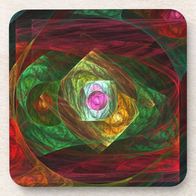 Dynamic Connections Abstract Art Cork Coaster (Front)