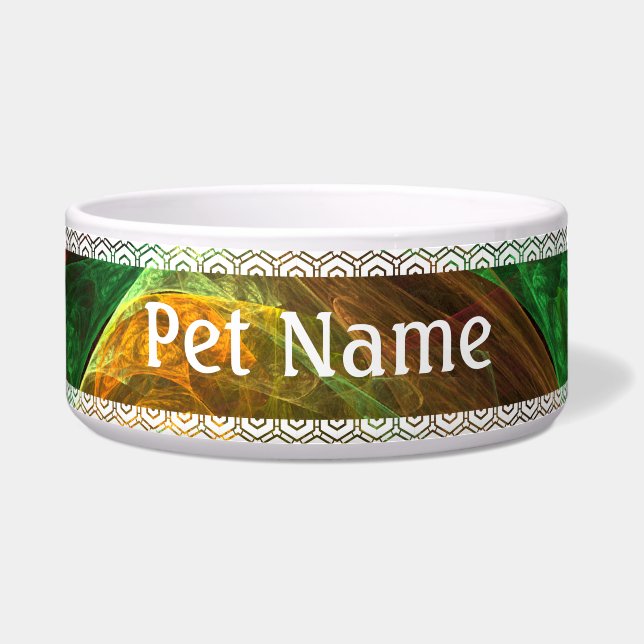 Dynamic Connections Abstract Art Dog Bowl (Front)