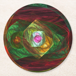 Dynamic Connections Abstract Art Round Paper Coaster