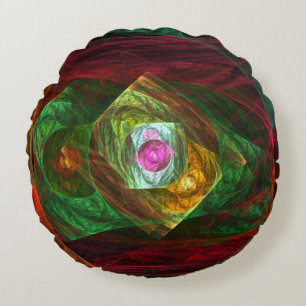 Dynamic Connections Abstract Art Round Pillow