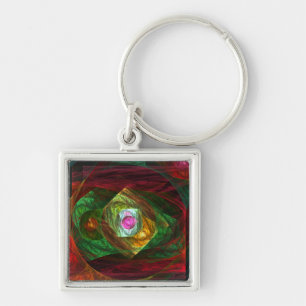 Dynamic Connections Abstract Art Small Key Ring