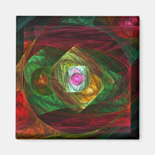Dynamic Connections Abstract Art Square Magnet