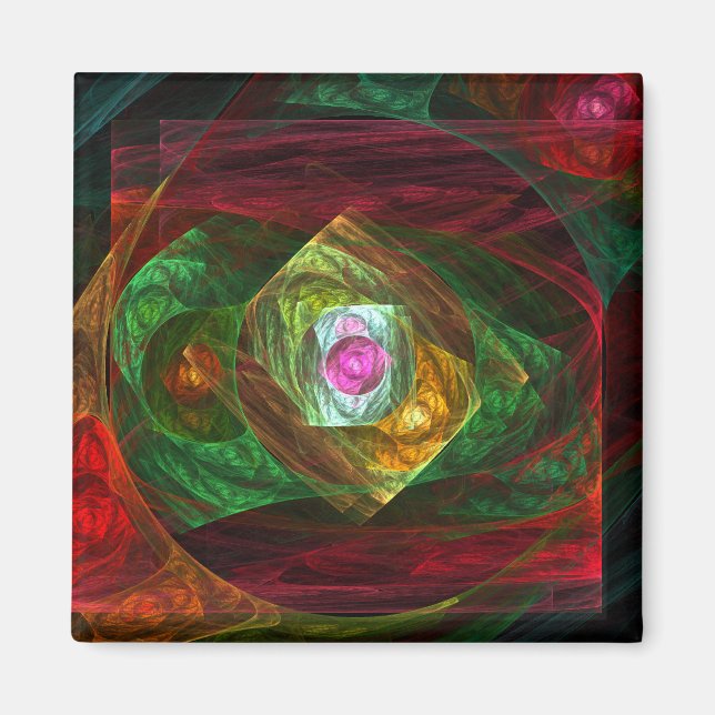 Dynamic Connections Abstract Art Square Magnet (Front)
