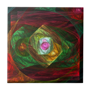 Dynamic Connections Abstract Art Tile