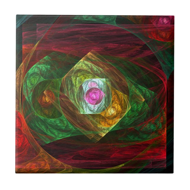 Dynamic Connections Abstract Art Tile (Front)