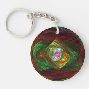 Dynamic Connections Luminous Abstract Fractal Art Key Ring