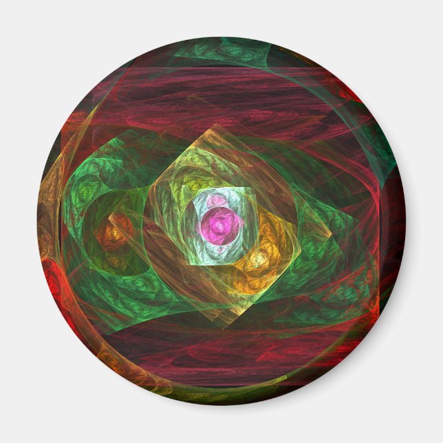 Dynamic Connections Luminous Abstract Fractal Art Magnet (Front)