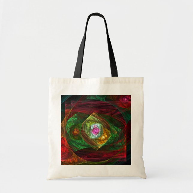 Dynamic Connections Luminous Abstract Fractal Art Tote Bag (Front)