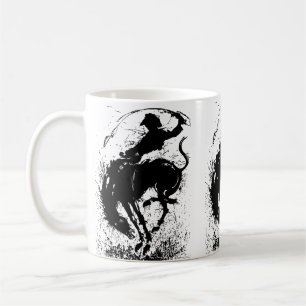 Dynamic Cowboy Rodeo Silhouette Art Coffee Mug