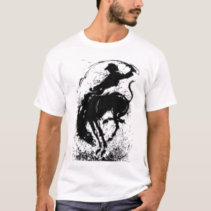 Dynamic Cowboy Rodeo Silhouette Art T-Shirt