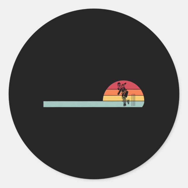 Dynamic Cricket Sunset Design  Classic Round Sticker (Front)