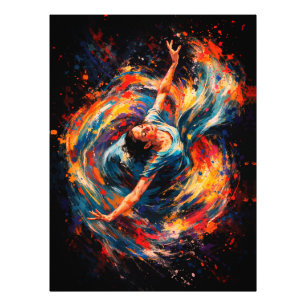 Dynamic Dancing Woman Swirling Colours Abstract Photo Print