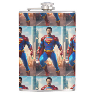 Dynamic Defender: A Superhero's Power in Your Hand Hip Flask