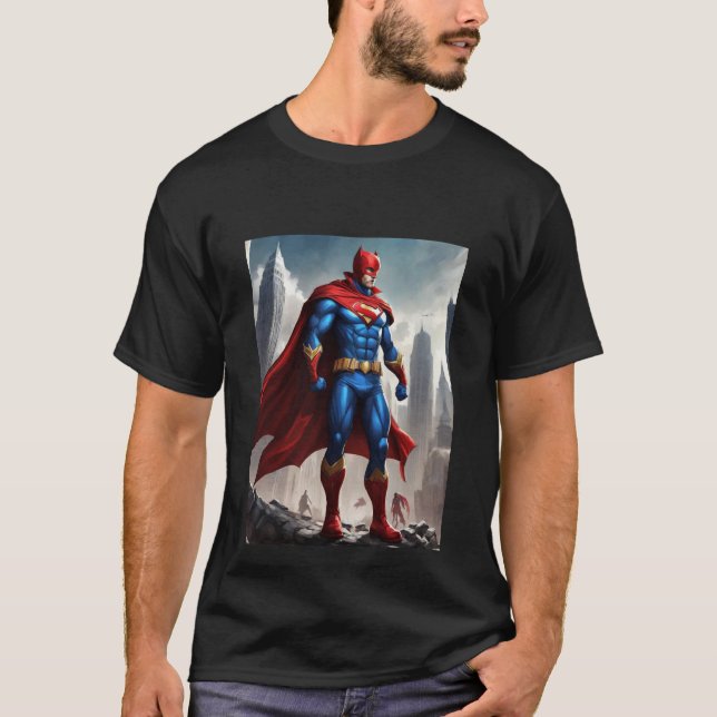 Dynamic Defender: Superhero in Action T-Shirt (Front)