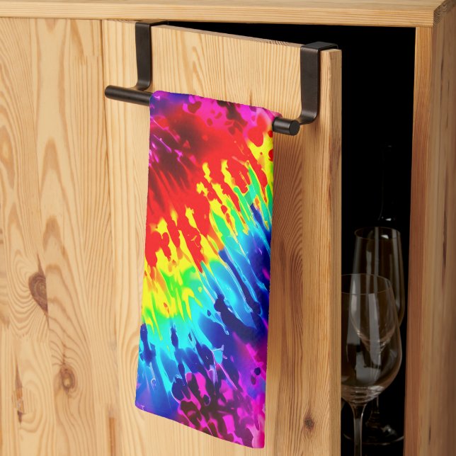 DYNAMIC DESIGN TIE-DYE  TEA TOWEL (Thirds Fold)