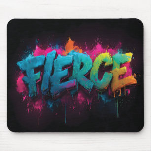 Dynamic Digital Street Art with the word Fierce Mouse Pad