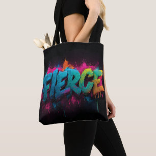 Dynamic Digital Street Art with the word Fierce Tote Bag