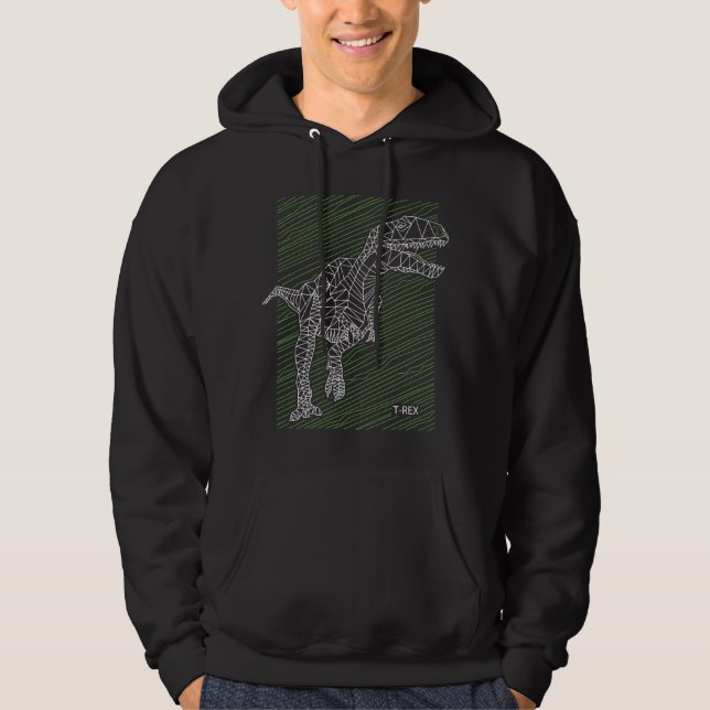 Dynamic Dino: T-Rex Illustration Lines Hoodie (Front)