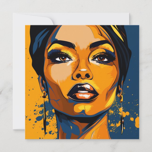 Dynamic Diva: Empowering Women Pop Art Card (Front)