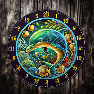 Dynamic Dolphins Dartboard: Coastal Game Escape Dartboard
